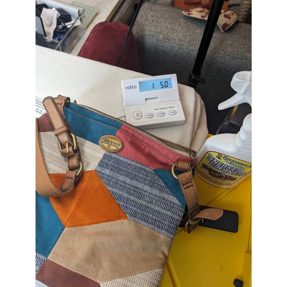 Fossil Multicolor Patchwork Suede‎ Canvas Crossbody Bag - Picture 4 of 10